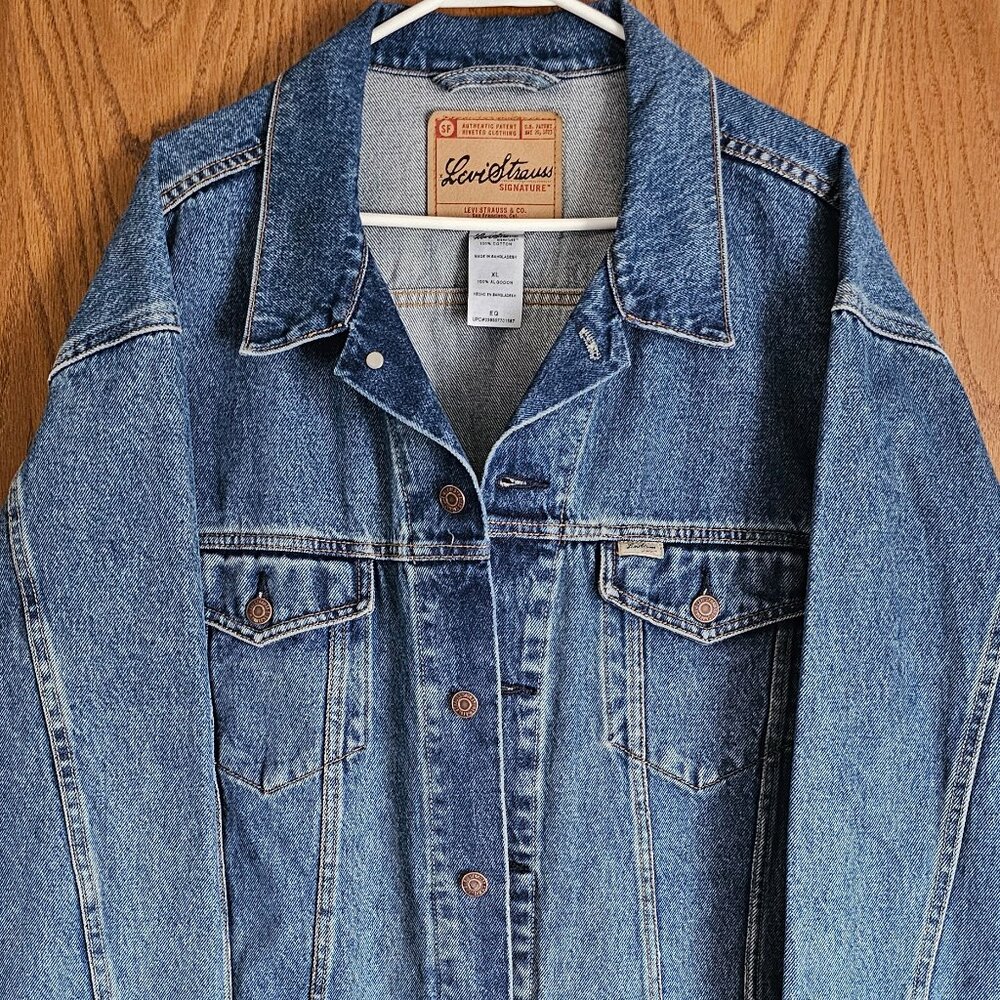 Levi Strauss Signature Denim Jacket-XL-Vintage Y2K Blue Trucker Style